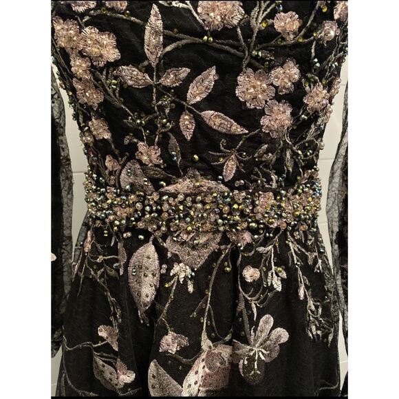 Mac Duggal 20476 Floral Embroidered Long Sleeve Dress Size 4 - Picture 7 of 15